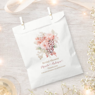Elegant Watercolor Petals and Prosecco Pink Floral Favour Bag