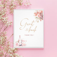 Elegant Watercolor Petals and Prosecco Pink floral