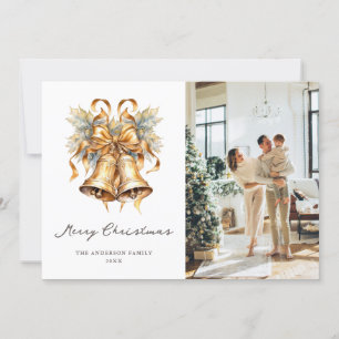 Elegant Watercolor Photo Merry Christmas Card