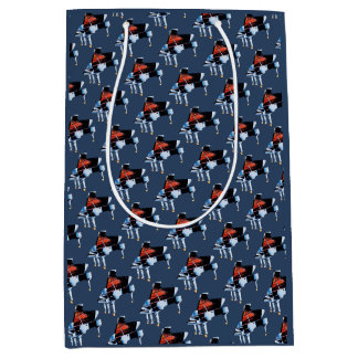Elegant watercolor piano grey blue pattern custom medium gift bag