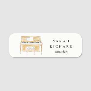 Elegant Watercolor Piano Musician Music Teacher Name Tag