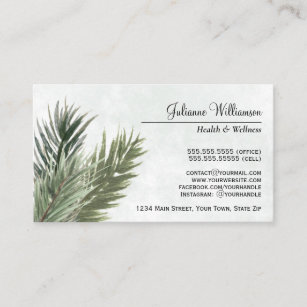 Elegant Watercolor Pine Branches Feminine Business Card