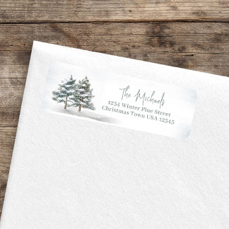 Elegant Watercolor Pine Trees Return Address