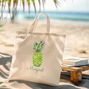 Elegant Watercolor Pineapple Pretty Tropical Fruit Tote Bag