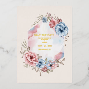 Elegant Watercolor Pink and Blue Florals Wedding