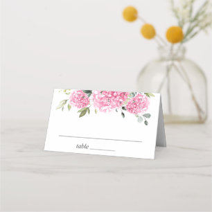 Elegant Watercolor Pink Blush Hydrangea Wedding Place Card
