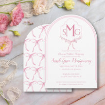 Elegant Watercolor Pink Floral Crest with Bows 