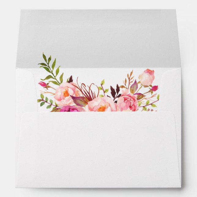Elegant Watercolor Pink Floral Invitation Envelope (Back (Bottom))