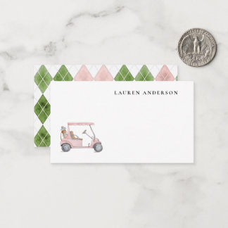 Elegant Watercolor Pink Golf cart Little Card