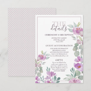 Elegant Watercolor Pink & Gree Guest Information Enclosure Card