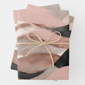 Elegant Watercolor Pink Grey Abstract Wrapping Paper Sheet