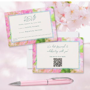 Elegant Watercolor Pink Hydrangea Garden Wedding  RSVP Card