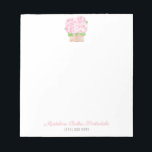 Elegant Watercolor Pink Hydrangea Lady's Notepad<br><div class="desc">A notepad design in pretty pink and white and featuring my original hydrangea in rattan basket illustration,  originally handpainted in watercolor before being scanned into digital form. Please note that if you don't need / want the text at the bottom,  you can simply delete this.</div>