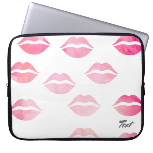elegant watercolor pink lips pattern laptop sleeve