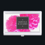 Elegant Watercolor Pink Peonies Card Case<br><div class="desc">Coordinates with the Elegant Watercolor Pink Peonies Business Card Template by 1201AM. A beautiful watercolor illustration of bright pink peony flowers makes a great impression on this classically elegant personalized business card holder. Watercolor illustration & design © 1201AM CREATIVE</div>