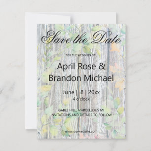 Elegant watercolor pink wildflowers barnwood save the date
