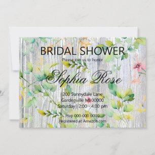 Elegant watercolor pink wildflowers bridal shower invitation