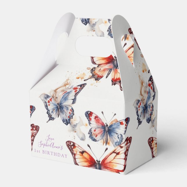 Elegant Watercolor Playful Butterflies Custom  Favor Box (Front Side)