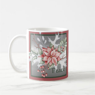 Elegant watercolor poinsettia custom Christmas Hol Coffee Mug