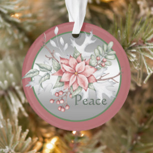 Elegant watercolor poinsettia custom Christmas  Ornament