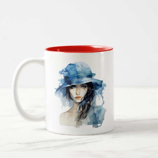 Elegant Watercolor Portrait Mug (Left)