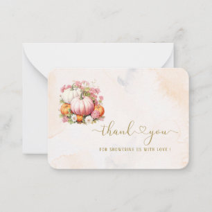 Elegant  Watercolor Pumpkin thank you baby shower Card