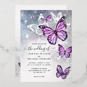 Elegant Watercolor Purple Butterfly Wedding Real