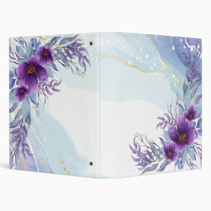 Elegant Watercolor Purple Floral Binder