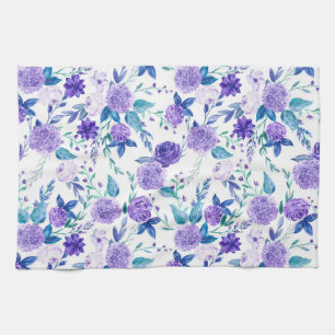 Elegant Watercolor Purple Floral Bouquet   Kitchen Towel