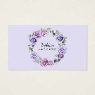 Elegant Watercolor Purple Floral Business Card