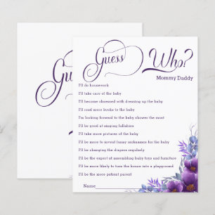 Elegant Watercolor Purple Flower Guess Who Game