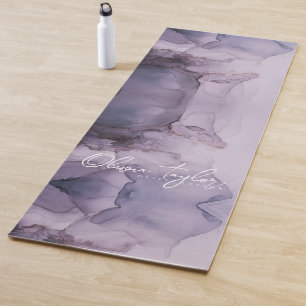 Elegant  Watercolor Purple Name  Yoga Mat