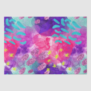 Elegant Watercolor Rainbow Neon Iridescent Pattern Tissue Paper