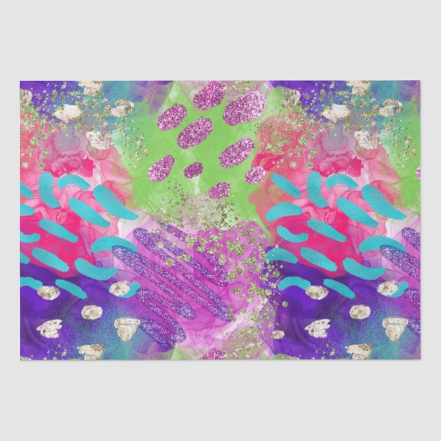 Elegant Watercolor Rainbow Neon Iridescent Pattern Tissue Paper (Front)