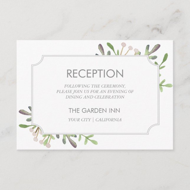 Elegant watercolor reception card (Front)