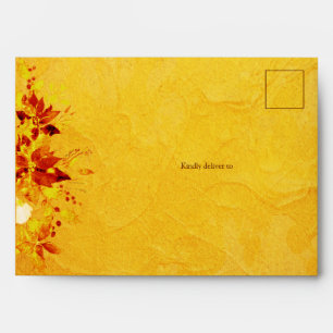 Elegant Watercolor Red and Gold Poinsettia Wedding Envelope