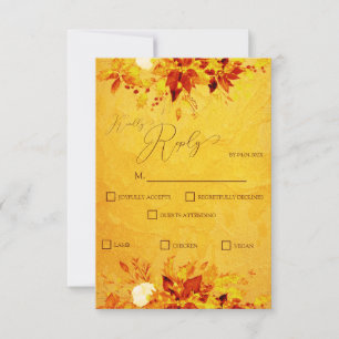 Elegant Watercolor Red and Gold Poinsettia Wedding RSVP Card