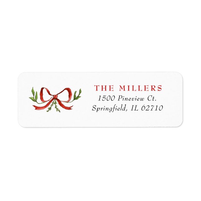 Elegant Watercolor Red Bow Christmas (Front)