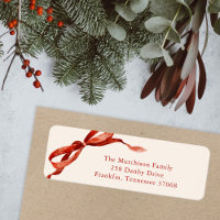 Elegant Watercolor Red Bow Christmas Address