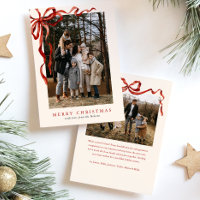 Elegant Watercolor Red Bow Christmas Two Photo