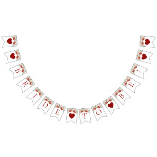 Elegant Watercolor Red Floral Winter Bride to Be Bunting Flags