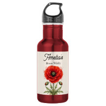 Elegant Watercolor Red Poppy Symmetrical Monogram 