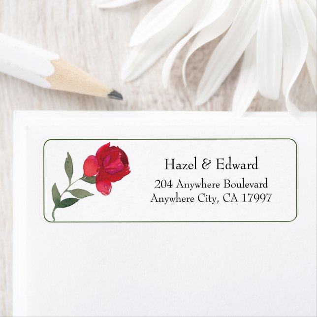 Elegant Watercolor Red rose Wedding Address (Insitu)