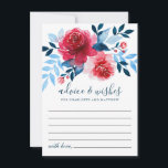 Elegant Watercolor Red Roses Blue Foliage Wedding Advice Card<br><div class="desc">Simple yet elegant wedding advice & wishes card  design featuring watercolor red roses and blue foliage.</div>