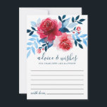 Elegant Watercolor Red Roses Blue Foliage Wedding Advice Card<br><div class="desc">Simple yet elegant wedding advice & wishes card  design featuring watercolor red roses and blue foliage.</div>