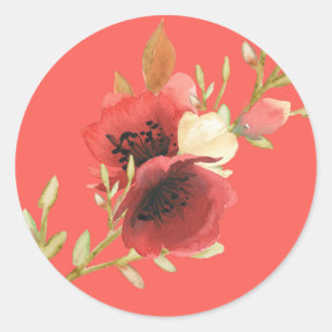 Elegant Watercolor Rose Bouquet Classic Round Sticker