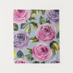 Elegant Watercolor Rose Floral Design Tapestry