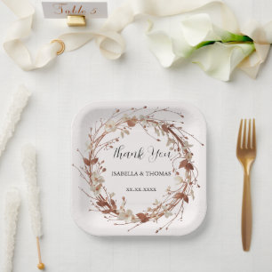 Elegant watercolor rose gold Daisy Floral Botanica Paper Plate