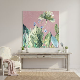 Elegant Watercolor Rose On Mauve Canvas Print