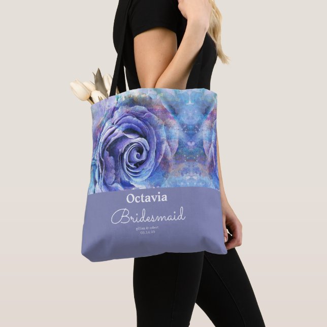 Elegant Watercolor Rose Tote Bag (Close Up)